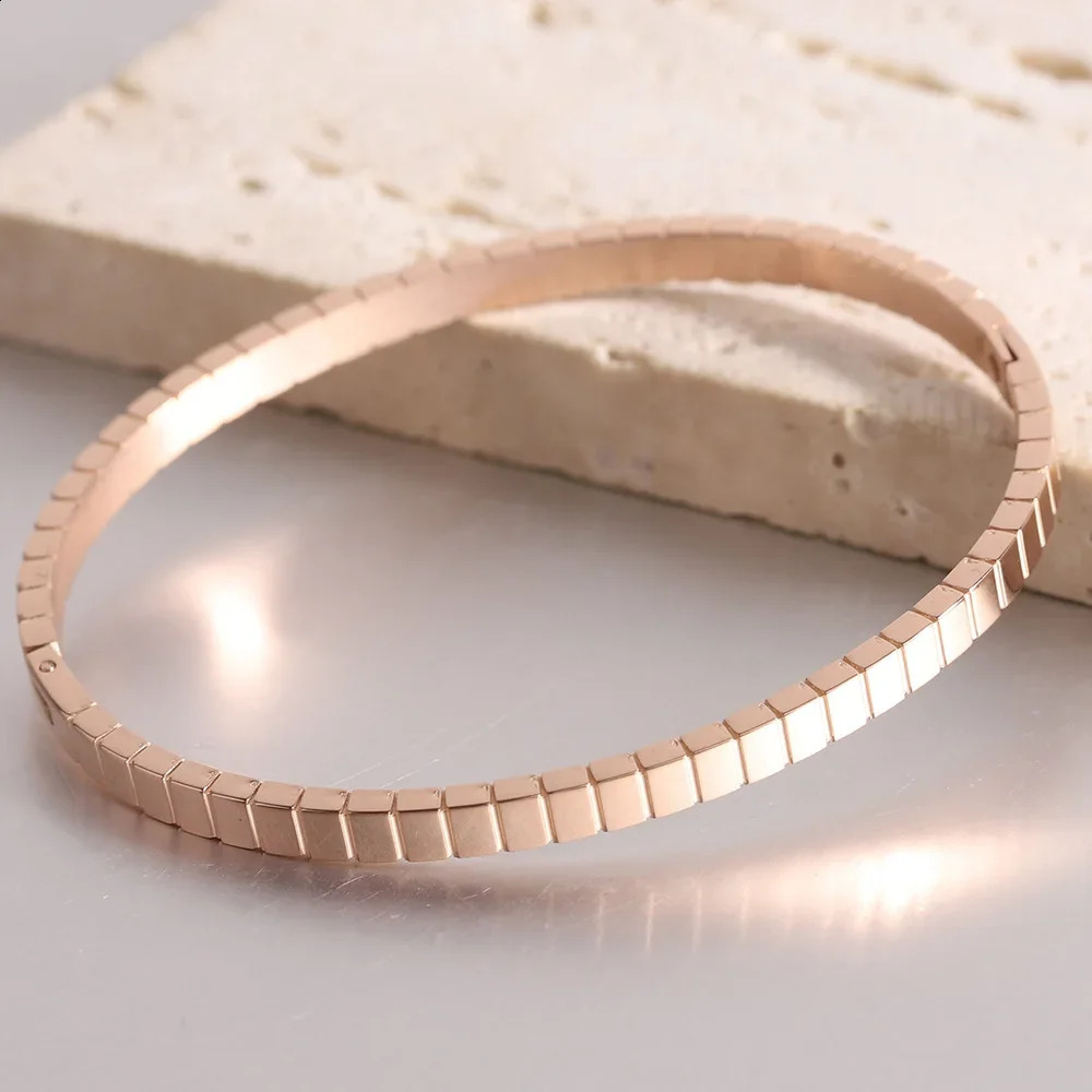 Fashion Jewelry 4MM Square Round Personalized Simple Stainless Steel Steel 304 Bracelet 241227