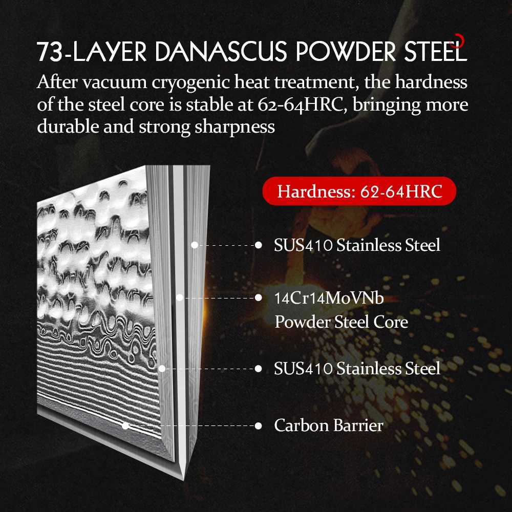 Henan 3.5-inch polishing knife 73 layer powder steel Damascus steel natural redwood handle kitchen accessories with gift box Y241227