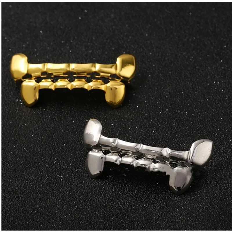 14K Gold Plated Teeth CsHip Hop Glossy Teeth Grillz Fangs Trend Decor For Women Men Jewelry Halloween Jewelry Gift W241227