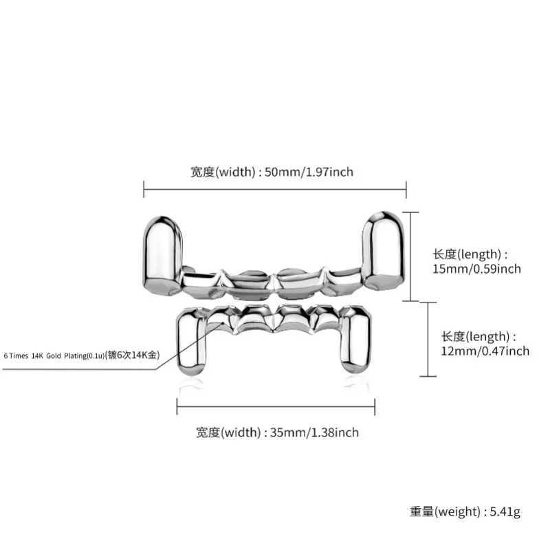 14K Gold Plated Teeth CsHip Hop Glossy Teeth Grillz Fangs Trend Decor For Women Men Jewelry Halloween Jewelry Gift W241227