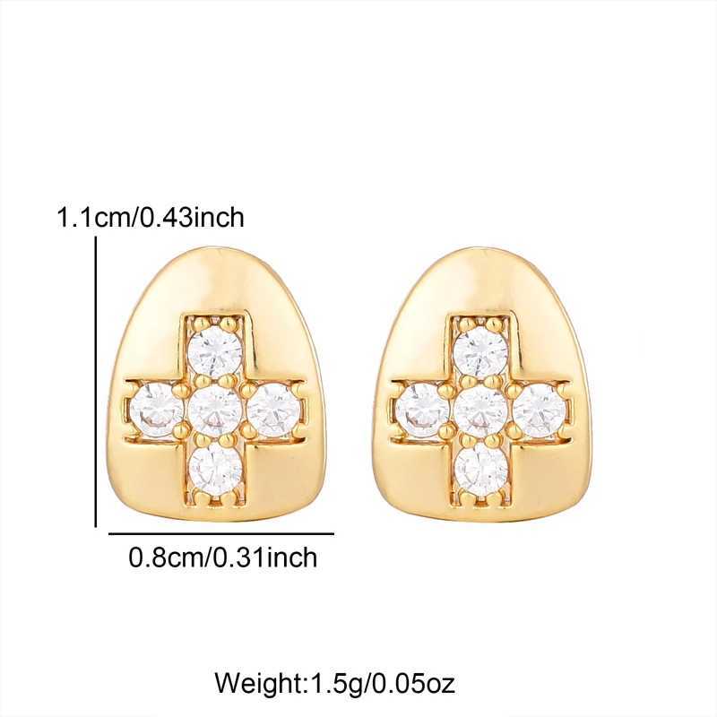 Hip Hop 2pcs d Bling Teeth Grillz With Cross Cubic Zircon Cs Micro Pave Top Bottom Charm Grills For Men Women Jewelry W241227