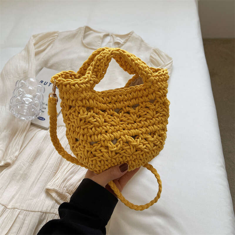 Forest Style Artistic Retro Woven Bag, Women's New Hollowed Out Handbag, Casual Versatile Single Shoulder Crossbody Bucket Bag