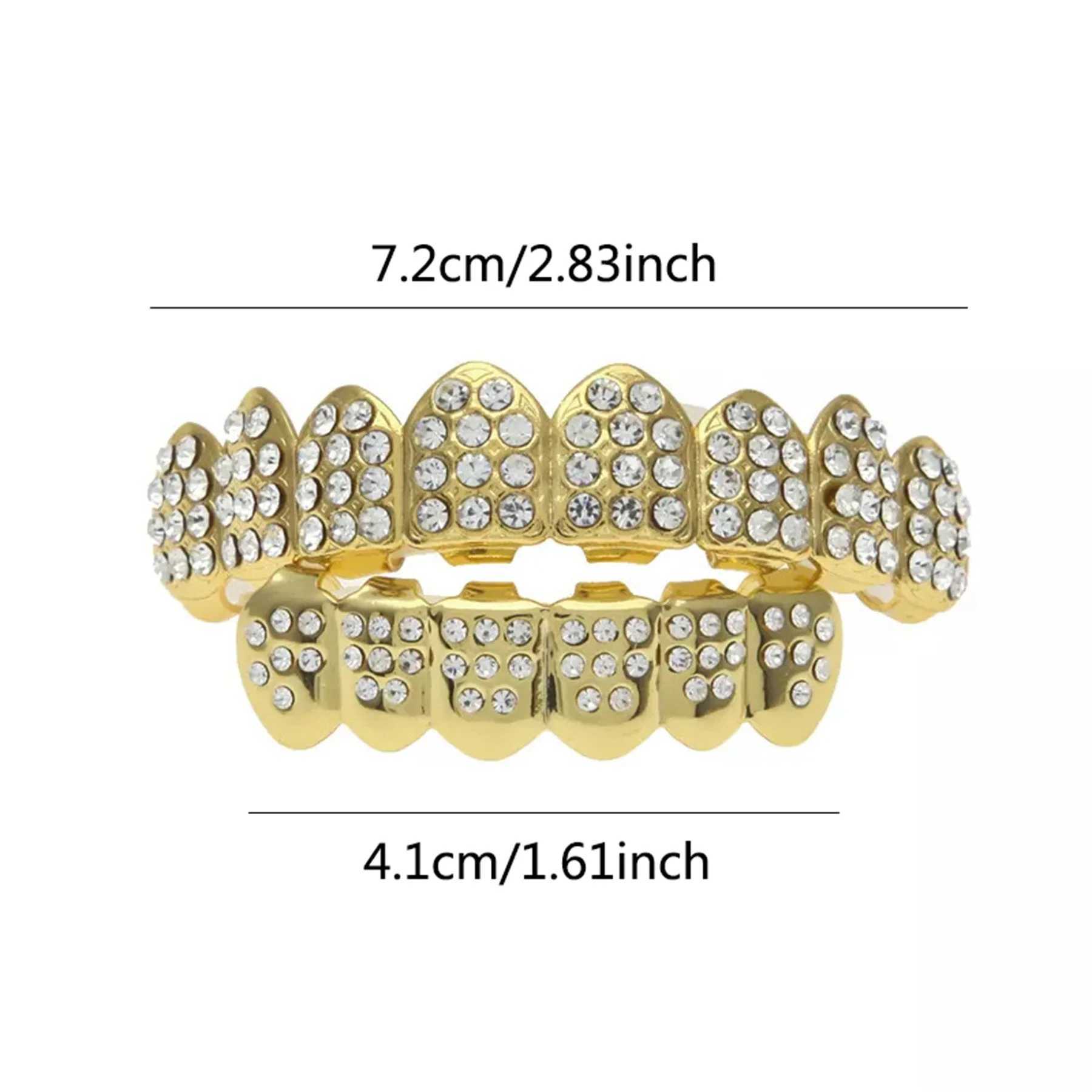 Hip Hop Gold Silver Colour d Out CZ Teeth Grillz Top Bottom Men Women Jewelry W241227