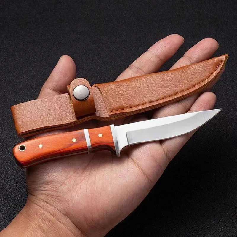 Stainless Steel Cleaver Kitchen Utility Knife Meat Steak Cutting Boning Paring Knife Outdoors BBQ Fishing Knife with Wood Handle Y241227