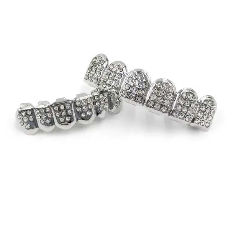 Hip Hop Full d Out CZ Stones Teeth Grillz Cs Cubic Zircon Micro Pave Top Bottom Charm Grillz Set For Men Women Jewelry Gift W241227