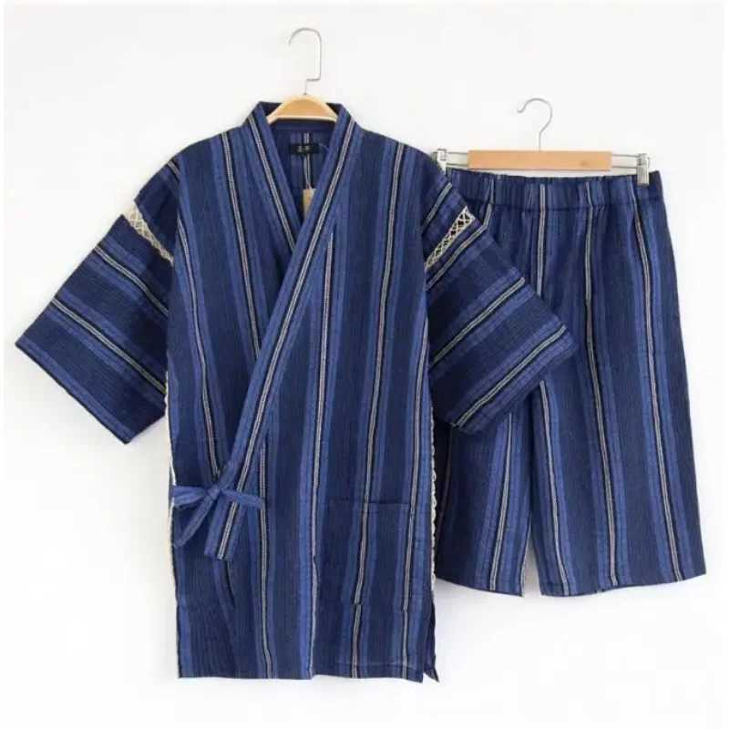 Japanese Kimono Pajamas Cotton Mens Pyjama House Jinbei Summer ShortsXJ241227