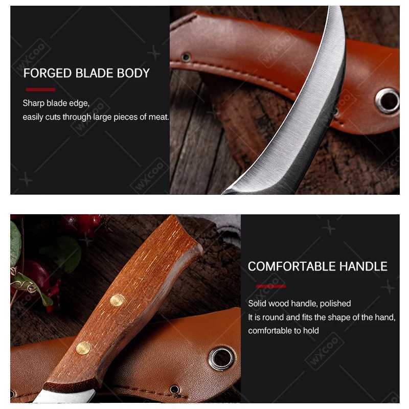 WXCOO Professional Kitchen Knives Stainless Steel Steak Utility Paring Knives Forged Boning Knife BBQ Tool Meat Cleaver Cookware Y241227