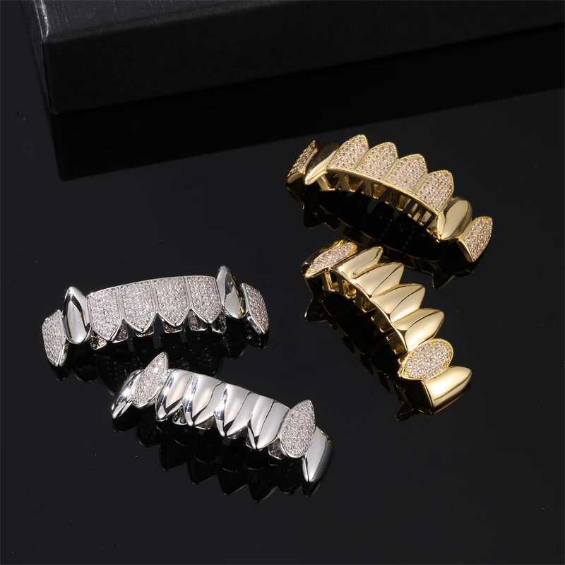 Hip Hop CZ Stones Teeth Grillz Cs Cubic Zircon and Out Micro Pave Top Bottom Charm Grills For Men Women Jewelry W241227