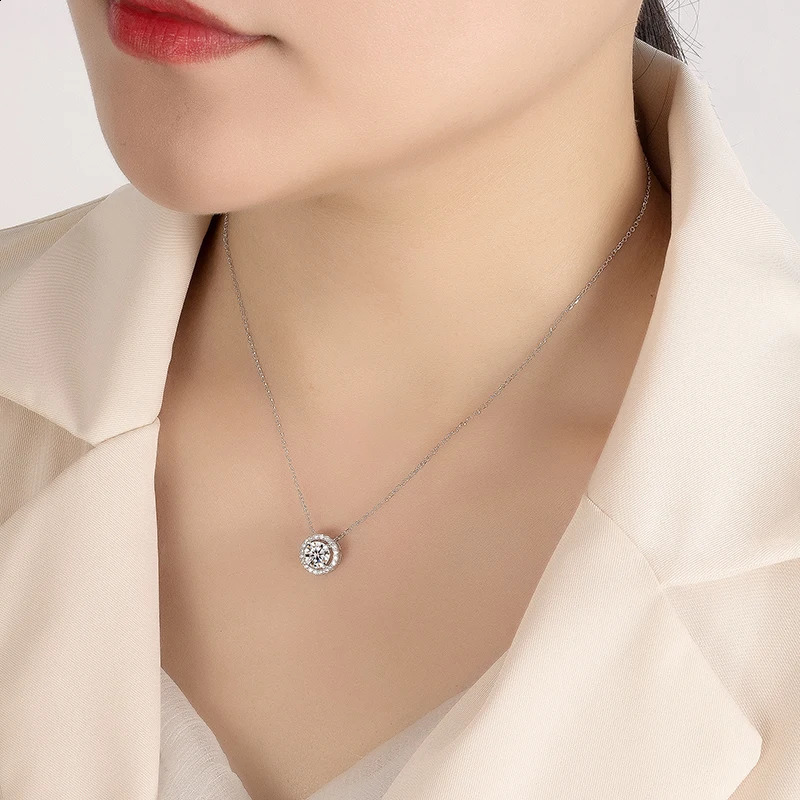PERFANY 0512CT Necklace for Women S925 Pure Silver Round Laboratory Diamond Pendant Fashionable Wedding Jewelry 241226