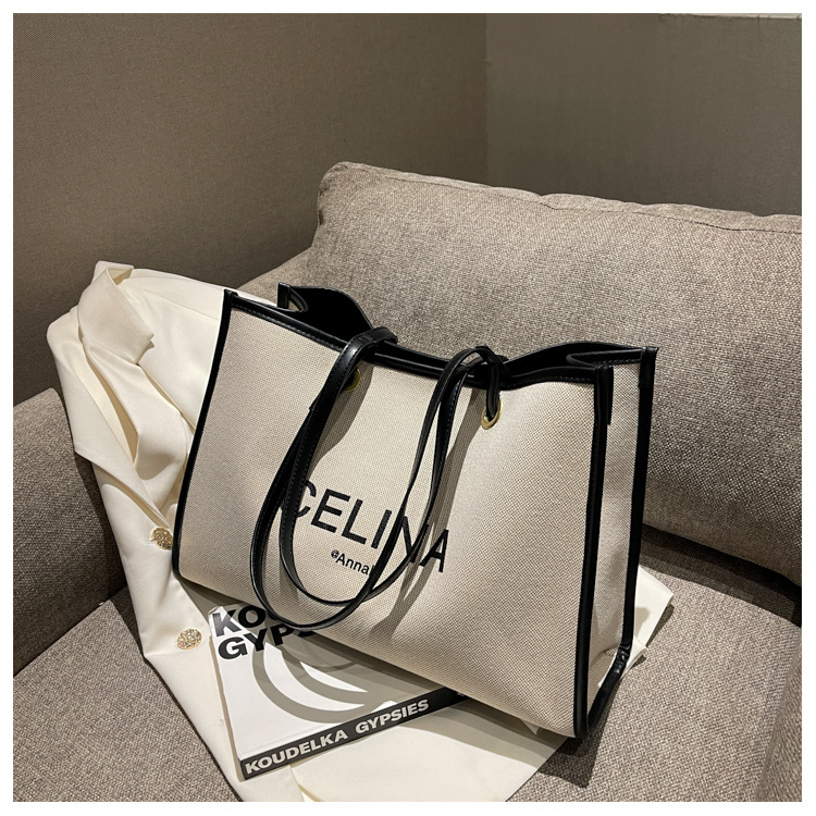 Designer Handbags Large Capacity Canvas Tote: Fashionable Women's File Package, Casual Everyday Shoulder Bag Ideal For Students And New Free Deli