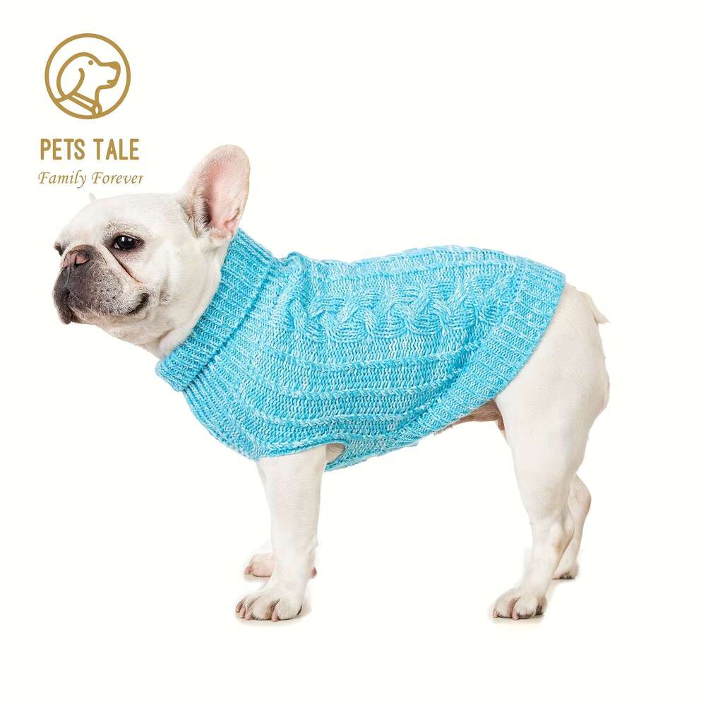 PETS TALE Premium Navy Blue Dog Sweater with Twisted Rope Design and Faux Leather Label - Cozy Knit Pullover for Small to Large Breeds, hine Washable