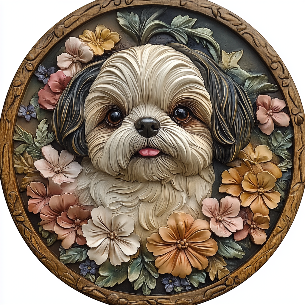 Customizable Circular Aluminum Pet Memorial Decoration Painting - Premium Quality Waterproof Pet Souvenir Tombstone for Dogs
