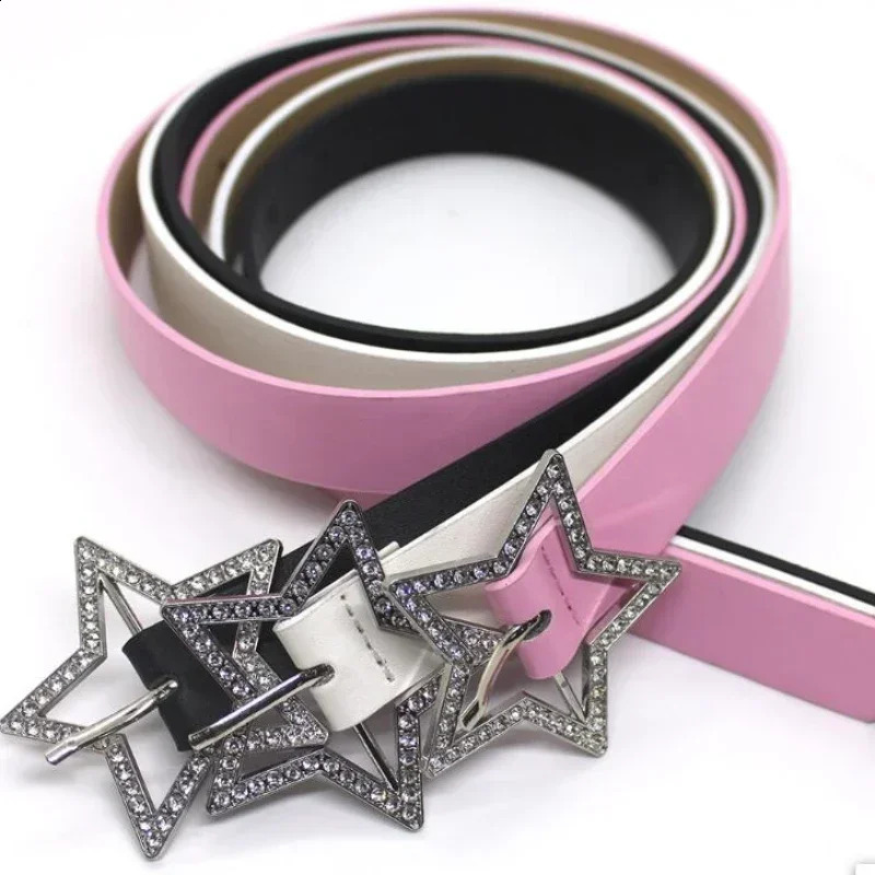 Girls Y2K Stars Waist Belt Jeans Skirt Women INS Waistband Autumn Winter Retro Decoration Accessories 241225