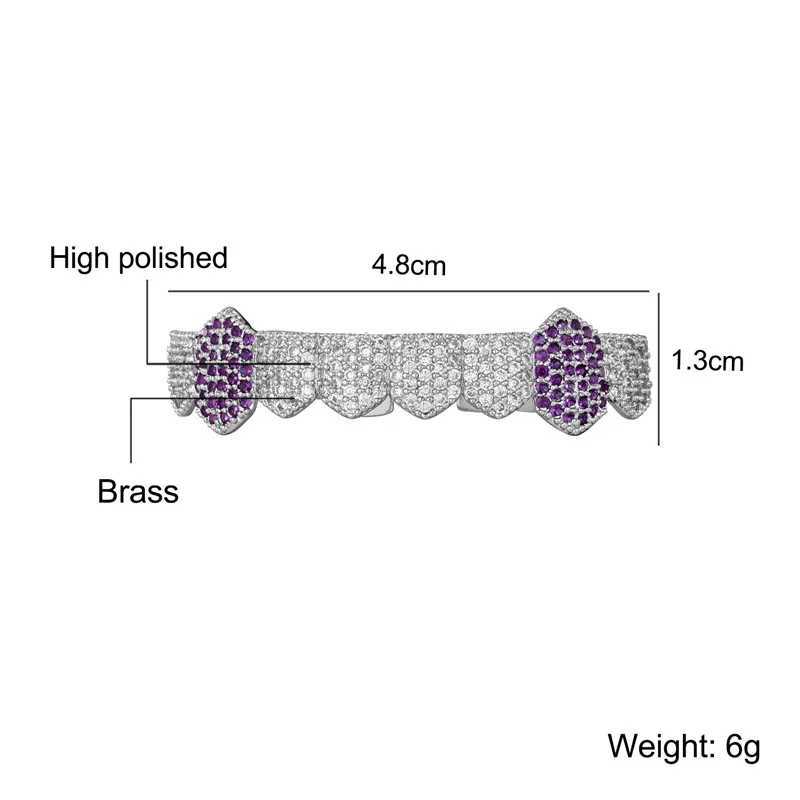 Hip Hop Colorful CZ Teeth Grillz Cs Bling d Out Cubic Zircon Micro Pave Top Bottom Charm Grills Set For Men Women Jewelry W241227