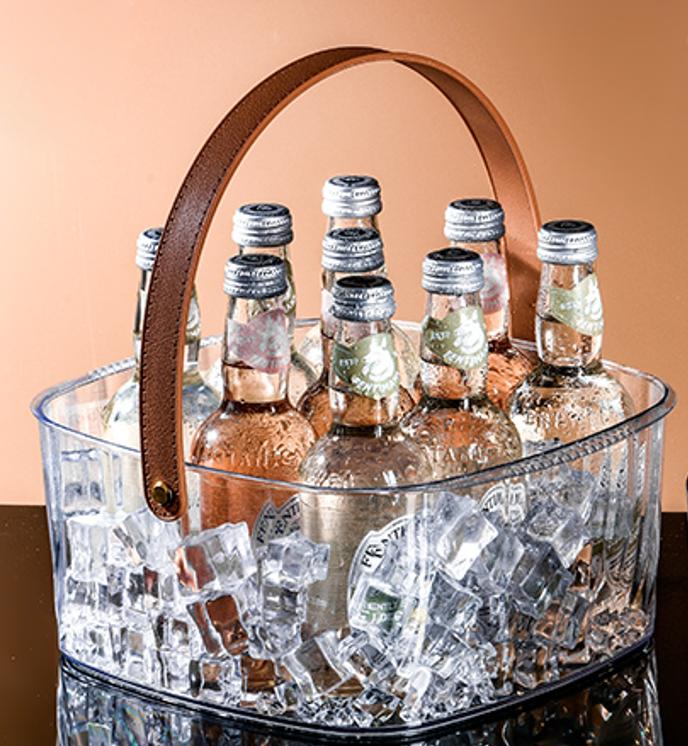 Modern Clear Glass Square Ice Buckets - Perfect for Refreshing Drinks