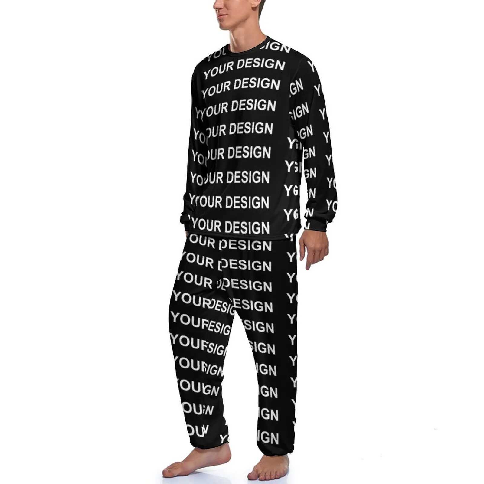Add Design Customized Pajamas Long Sleeve Custom Made Your Image 2 Pieces Night Pajama Sets Spring Male Custom Fashion Home SuitXJ241227