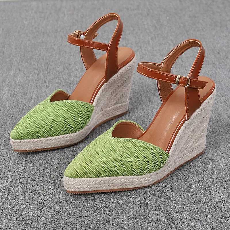 High Quality Womens Sandals Espadrilles Platform clogs Wedge FAshion Womens Shoes With High Heels Shallow Mouth Square Toe Large Size T241227