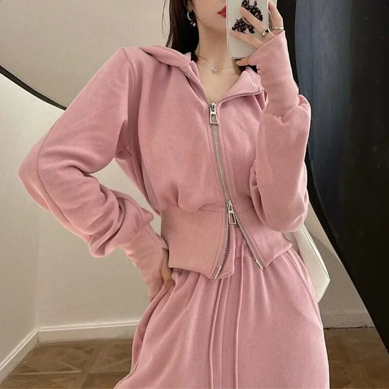 Women Fashion Clothing Sets Casual Tracksuit HoodiesPants 2Pcs Suit Solid Color Spring Autumn Female Loose Sports Outfits 241224