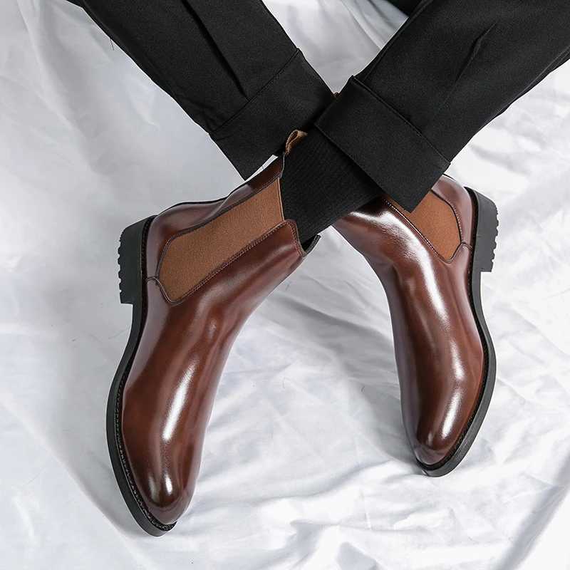 Luxury Genuine Leather Designer Dress 37~46 Couple Business Formal Chelsea Ankle Boots for Men Fashion Casual Man Shoes Footwear Z250303
