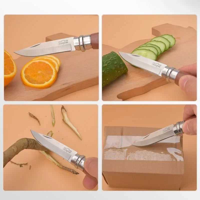 Folding Fruit Knife Outdoor Camping Portable Folding Knife Tool Household Peeling Stainless Steel Sharp Fruit and Vegetable Knife Y241227