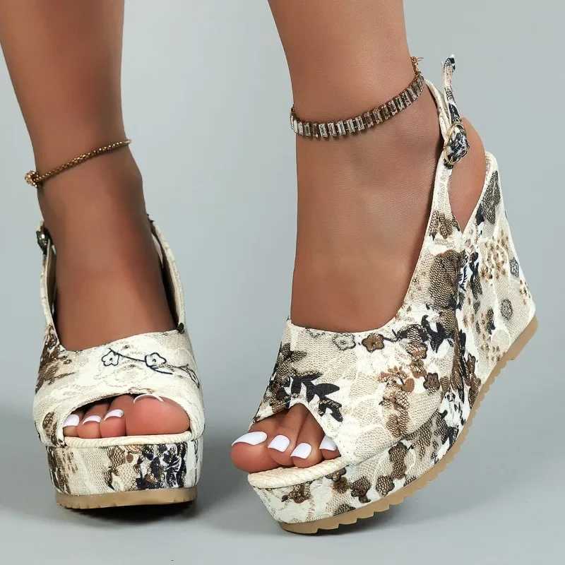 High Quality Lucyever Ankle Wedge Sandals for Women Summer Patchwork Platform Sandles Woman Thick Sole Gladiator Sandals Women T241227