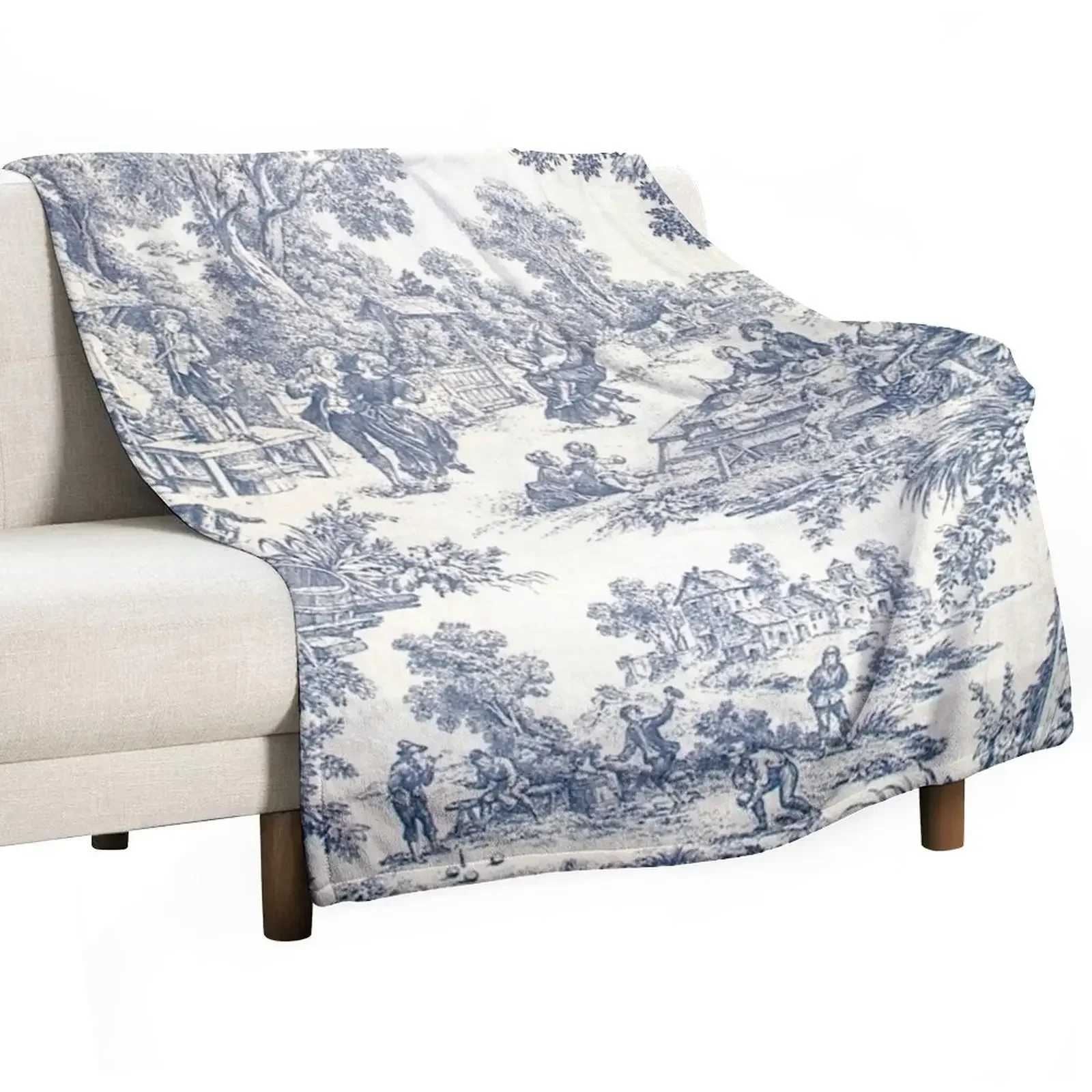 Toile de Jouy Number 2 Throw Blanket Sofa Quilt Dorm Room Essentials blankets and throws Personzed Gift Z241215