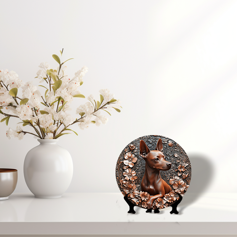 Customized Chihuahua Pet Ornaments - Circular Aluminum Decorative Paintings for Cats & Dogs - Perfect Pet Souvenir Tombstones