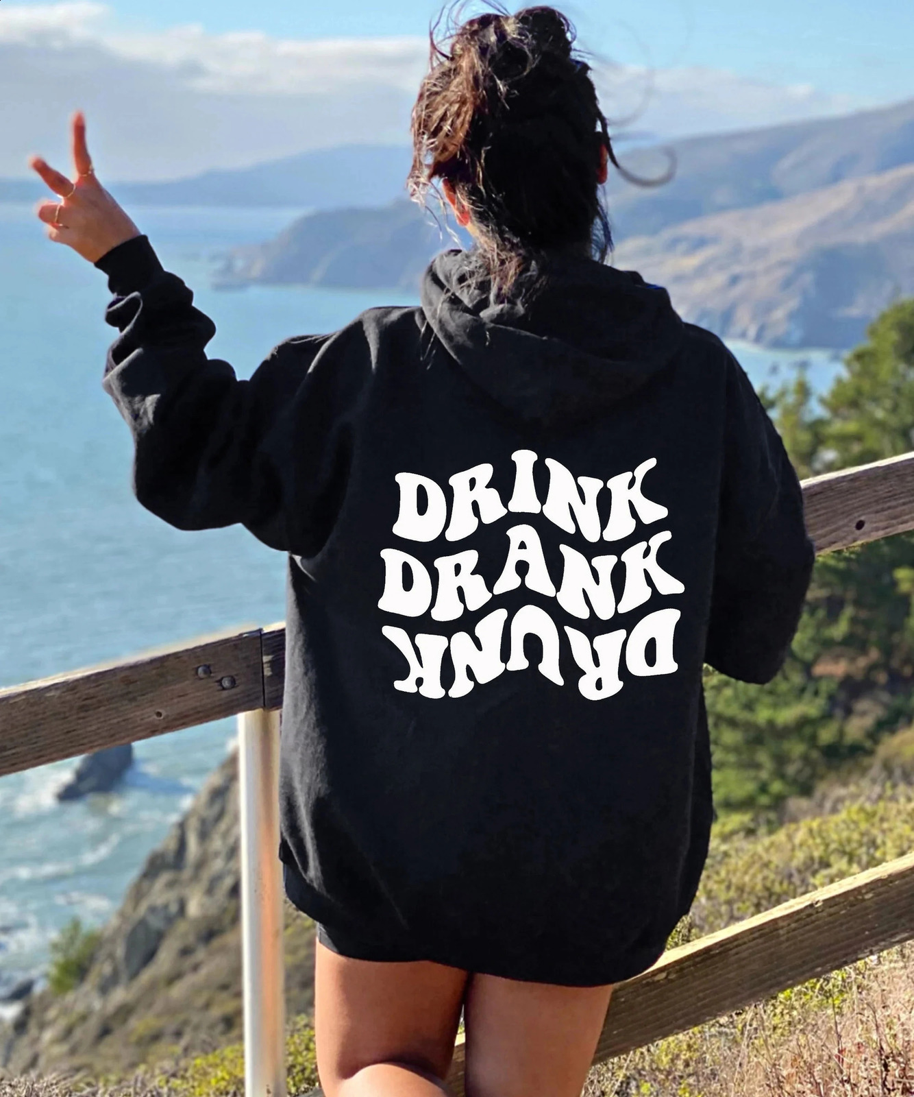 Drink drank drunk Hoodie Women Hoody Sweatshirts Pullovers unisex quote pure cotton Streetwear top jumper casual hoodies 241223