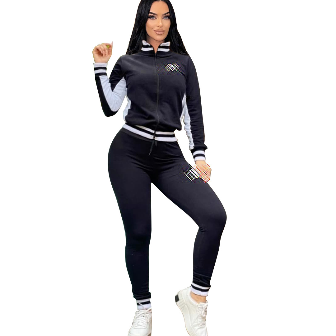 Dd0063 Women's New Fashion Leisure Sports With Threaded High Quality Two Piece Set