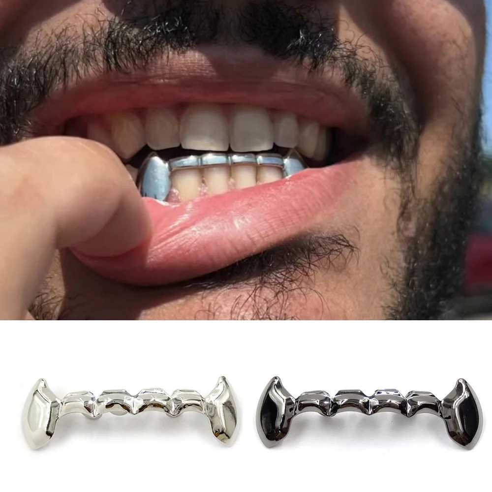 YONGX Gold Silver Buckle Teeth Grilz Teeth Hip Hop Gloss Teeth Mens Halloween Jewelry Role Playing W241227