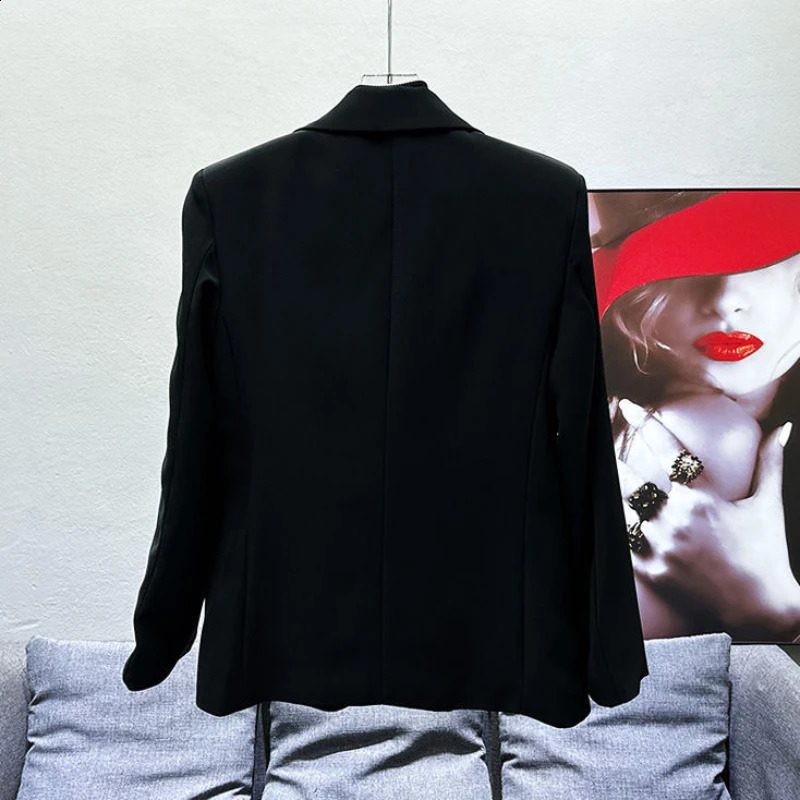 Spring Autumn Niche Chain Black Suit Jacket Fashion Mens Handsome High Street Loose Casual Men Tops Blazers Male Clothes 241227