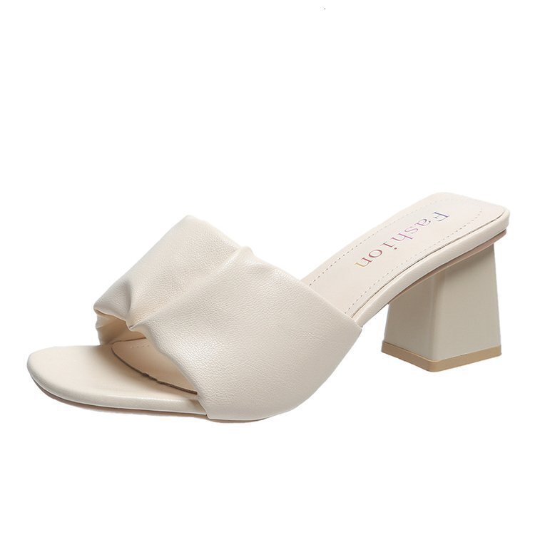 For Ddmywed Slippers Women Wearing High Thick Heels Square Toe Sandals Spring Summer New Korean Version Shoes S Shoe Trend Chinese Brand F Ddmysaturn