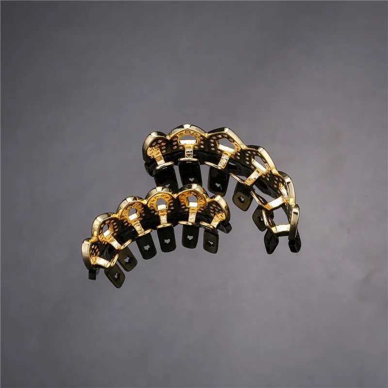 Feel Style and Out Teeth Grillz Set For Unisex Cubic Zirconia Stone Top Bottom Box Packing Hip Hop Jewelry For Men Women Gift W241227