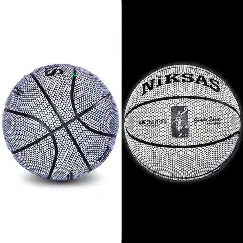 Holographic Reflective Basketball Ball Size 7 PU Bascket Woman Man Sports Luminous Indoor Outdoor Professional Training Balls 241226