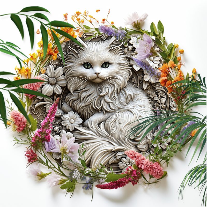 Ragged Cat - Personalized Pet Ornaments | Custom Circular Aluminum Decorative Paintings | Unique Pet Souvenir Tombstones