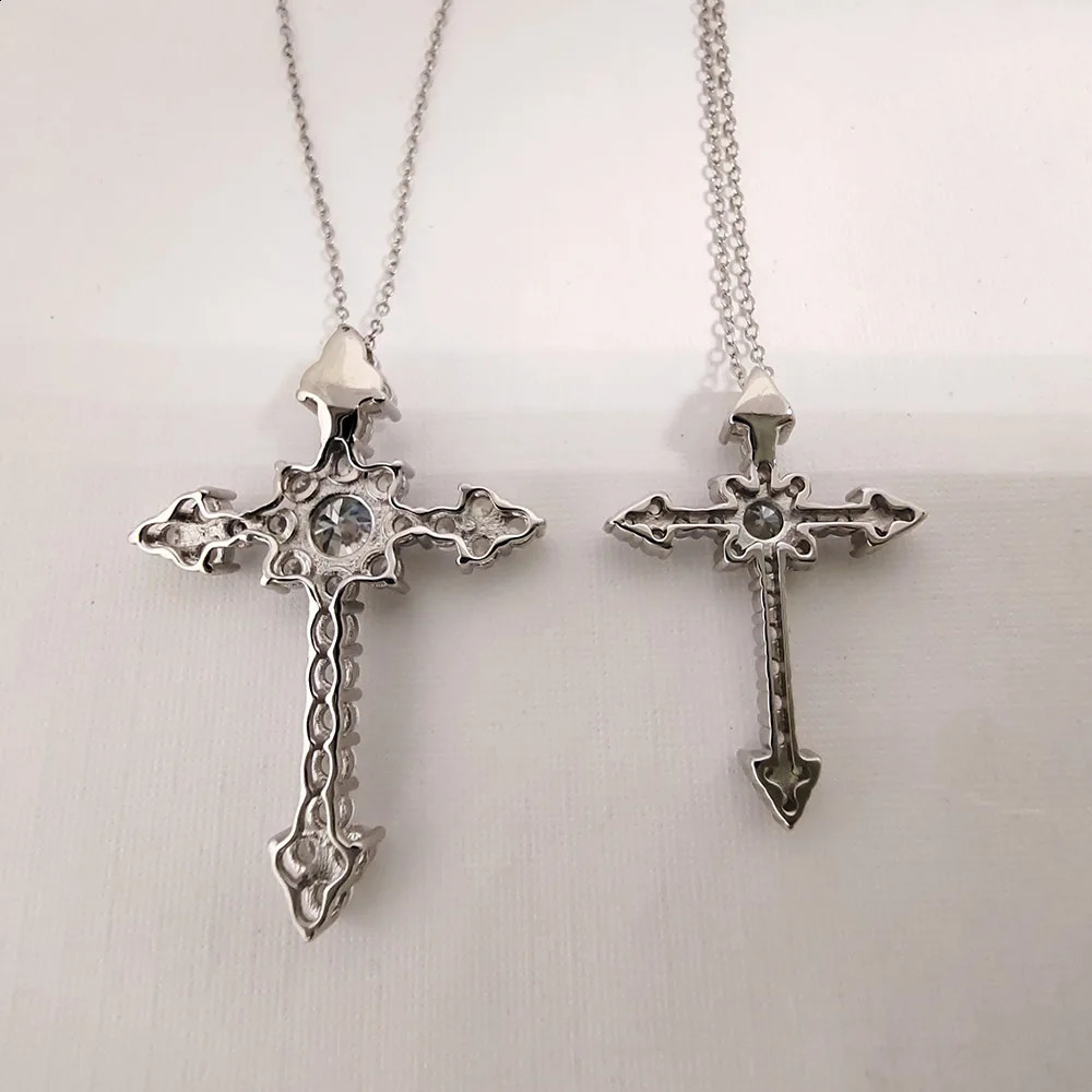 Luomansi 051CT D Color Cross Necklace Passed the Diamond Test S925 Silver Fine Jewelry Party Birthday Gift 241226