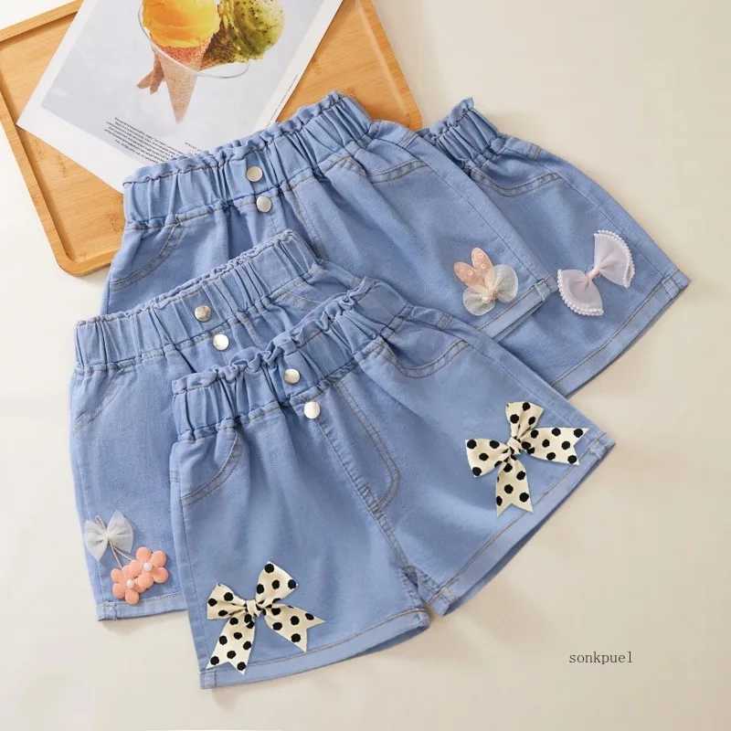 Girls Denim Shorts Summer Cartoon Fashion Cute Shorts Floral Lace All-match Childrens Pants Girls Denim Shorts Teenagers W241227