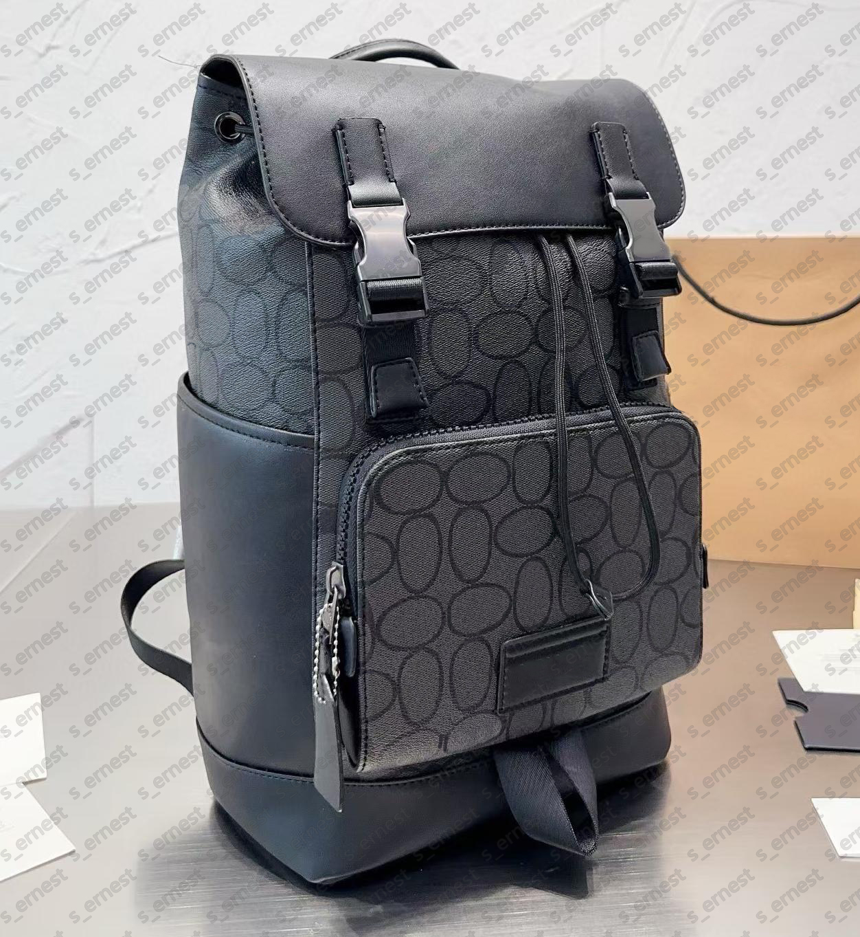 Backpack Style designer backpack men and women fashion backpack book bag classic Drawstring clip open and close jacquard leather schoolbag