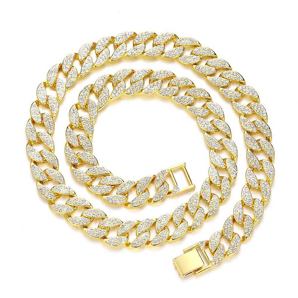 15MM Full Rhinestone Miami Cuban Chain Mens Out Hip hop Necklace Rper Jewelry Gift for teen boys Women girlsXJ241227