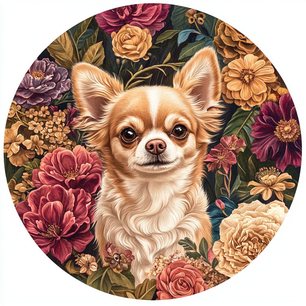 Custom Chihuahua Pet Ornaments - Circular Aluminum Decorative Paintings, Personalized Pet Souvenir Tombstones