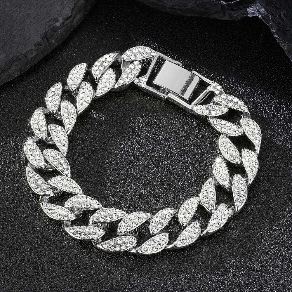 15MM Full Rhinestone Miami Cuban Chain Mens Out Hip hop Necklace Rper Jewelry Gift for teen boys Women girlsXJ241227