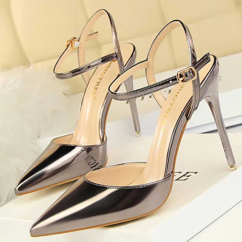 High Quality BIGTREE Shoes Fashion Sandals Women Patent Leather High Heels Women Sandals Summer Heeled Sandals Pointed Toe Women Pumps T241227