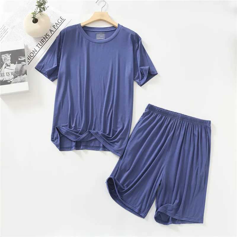 Summer Pajamas Male Modal Short Sleeved Shorts Suit Casual Large Size Two-Piece Set Mens Home Clothes Loungewear Pijama HombreXJ241227