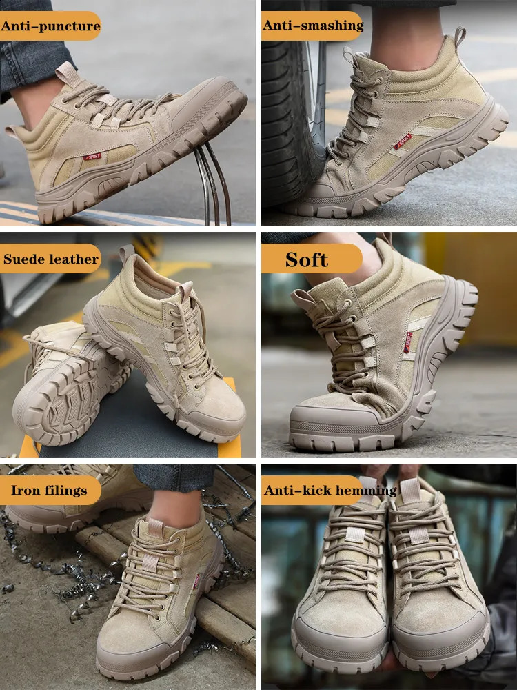 Work Safety Shoes Men Women Protective Steel Toe Safety Boots Indestructible Breathable Wrap Head Work Sneakers 241226