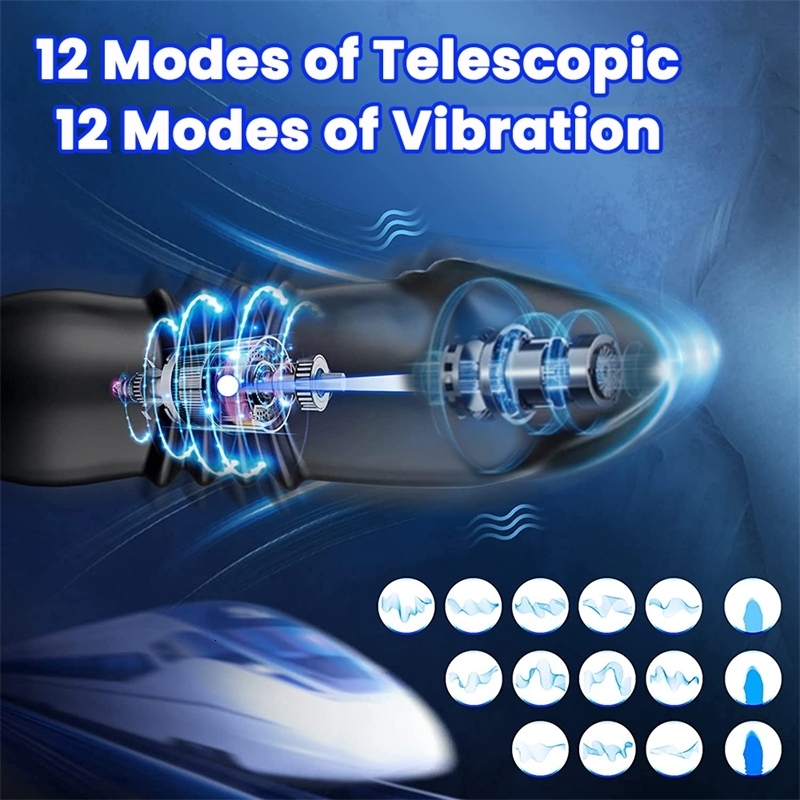 Silicone Anal Vibrator Thrusting Prostate Stimulator Massager Delay Ejaculation Lock Ring Butt Plug Sex Toys Dildos for Men w241226