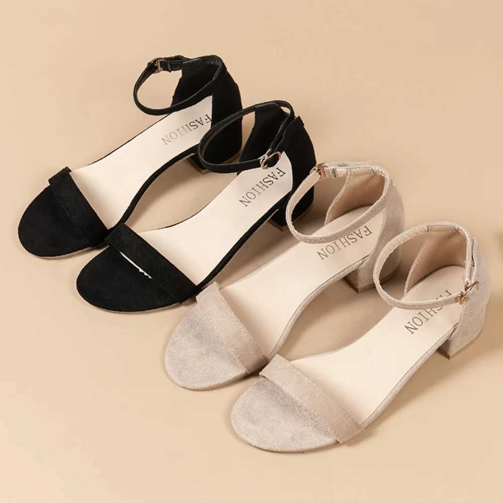 High Quality Beige High Heels Sandals Women Summer Shoes Women Fashion Open Toe Sandals Casual Square Heel Female Shoes T241227