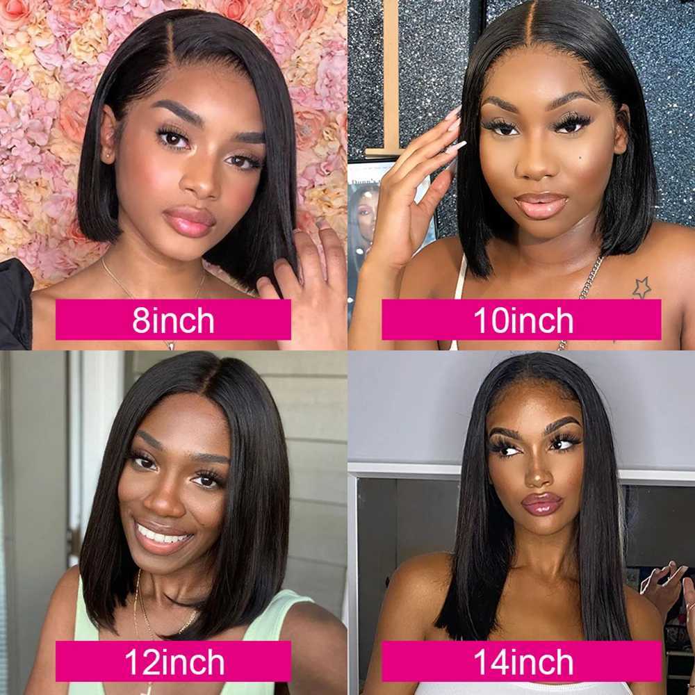 Glueless 13x4 Straight Lace Frontal Bob Wig Pre Plucked 4x4 Human Hair Wigs Brazilian Remy Bone Straight Short Bob Wig For WomenXJ241227