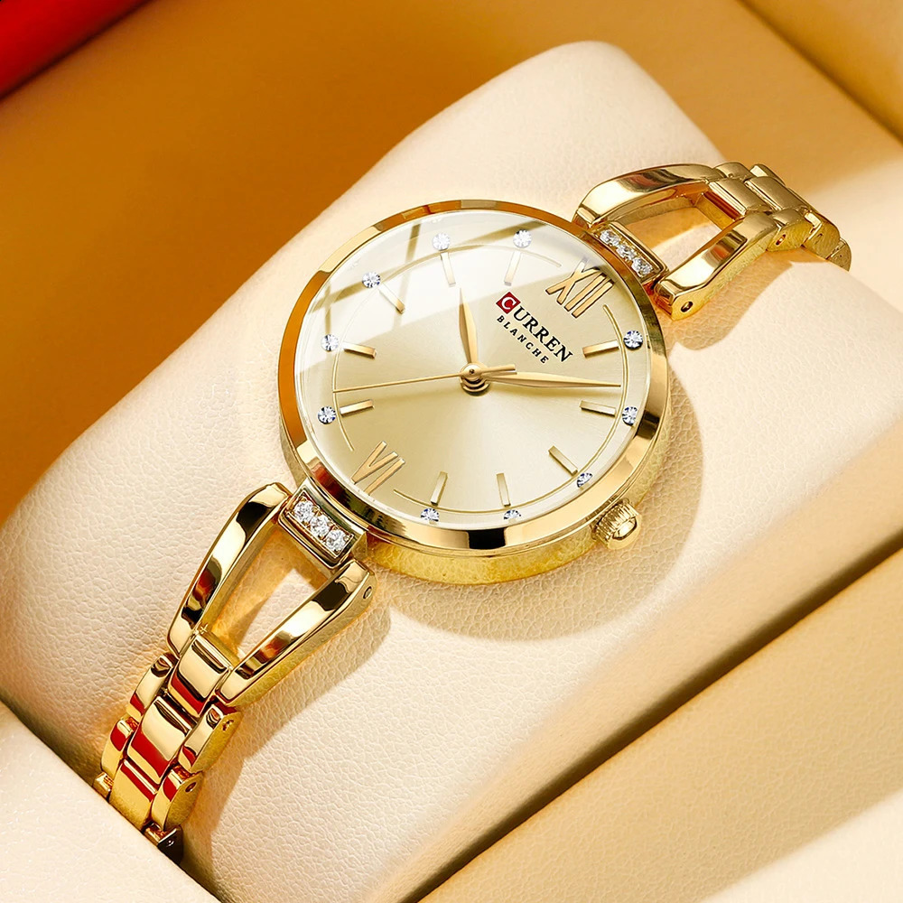 CURREN Womens Watches Elegant Fashion Original Quartz Watch for Laides Waterproof Stainless Steel Simple Daily Wear 241225