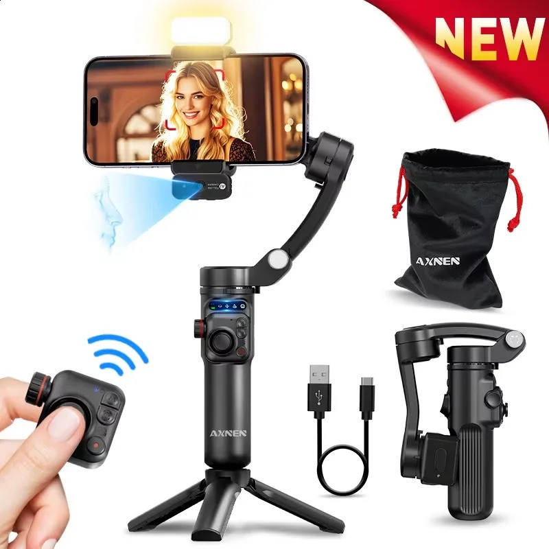 AXNEN M02 Gimbal Smartphone Stabilizer 3Axis Antishake Video Record Handheld Selfie Gimbals for Android Face Tracking 241220
