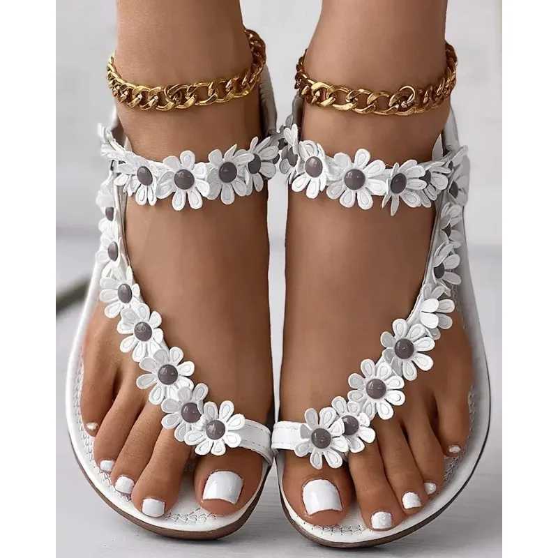 High Quality Sandals Women Floral Pattern Toe Post Sandals Summer Style Bling Bowtie Fashion Peep Toe Jelly Shoes Sandal Flat Shoes Woman T241227